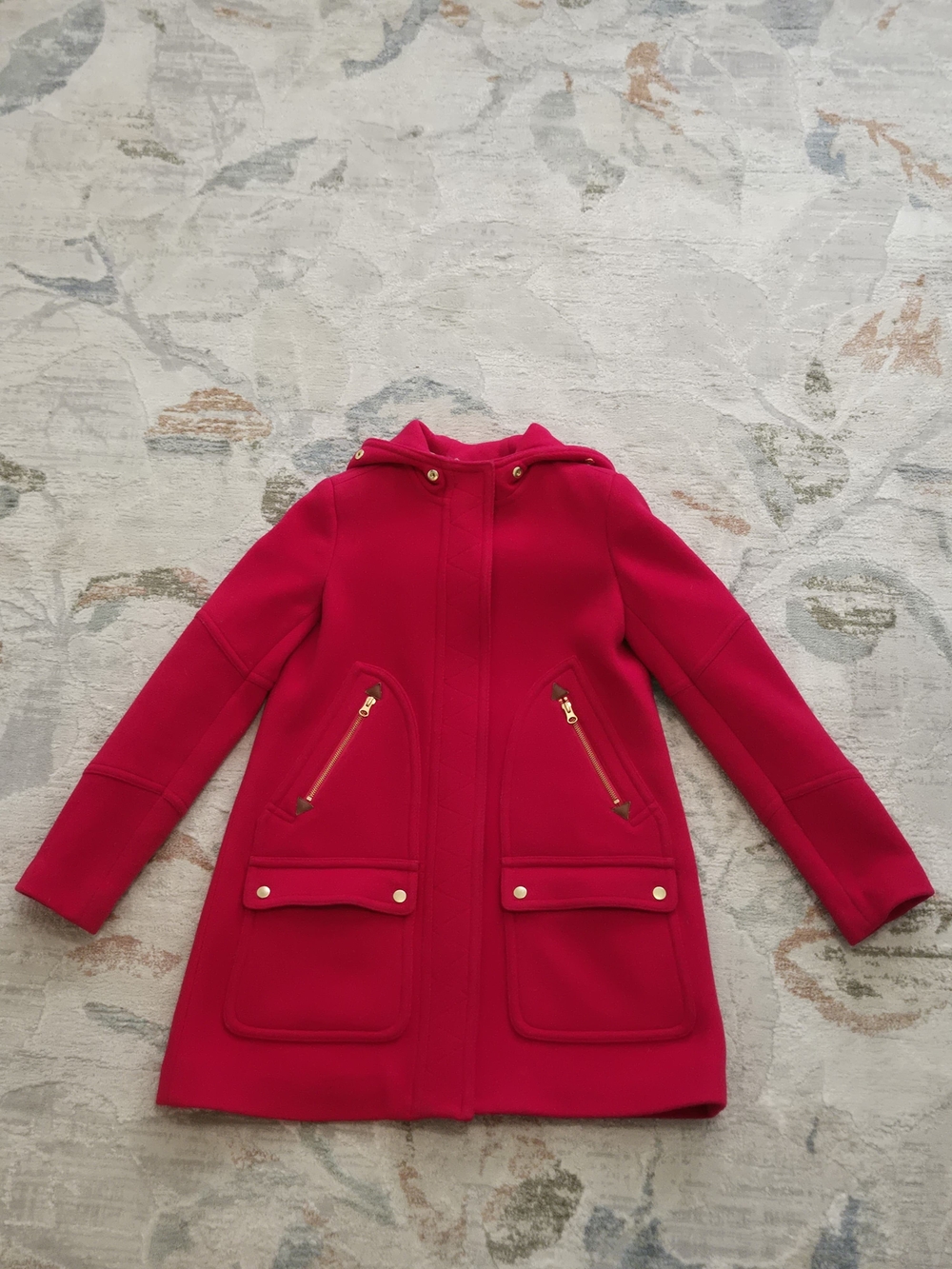 NWT J Crew Nello Gori Stadium Cloth Wool Faux Fur Parka Coat 2 PINK